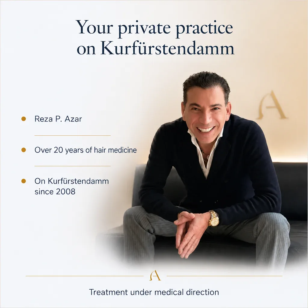 Your private practice on Kurfürstendamm: Reza P. Azar, over 20 years of hair medicine, treatment under medical direction
