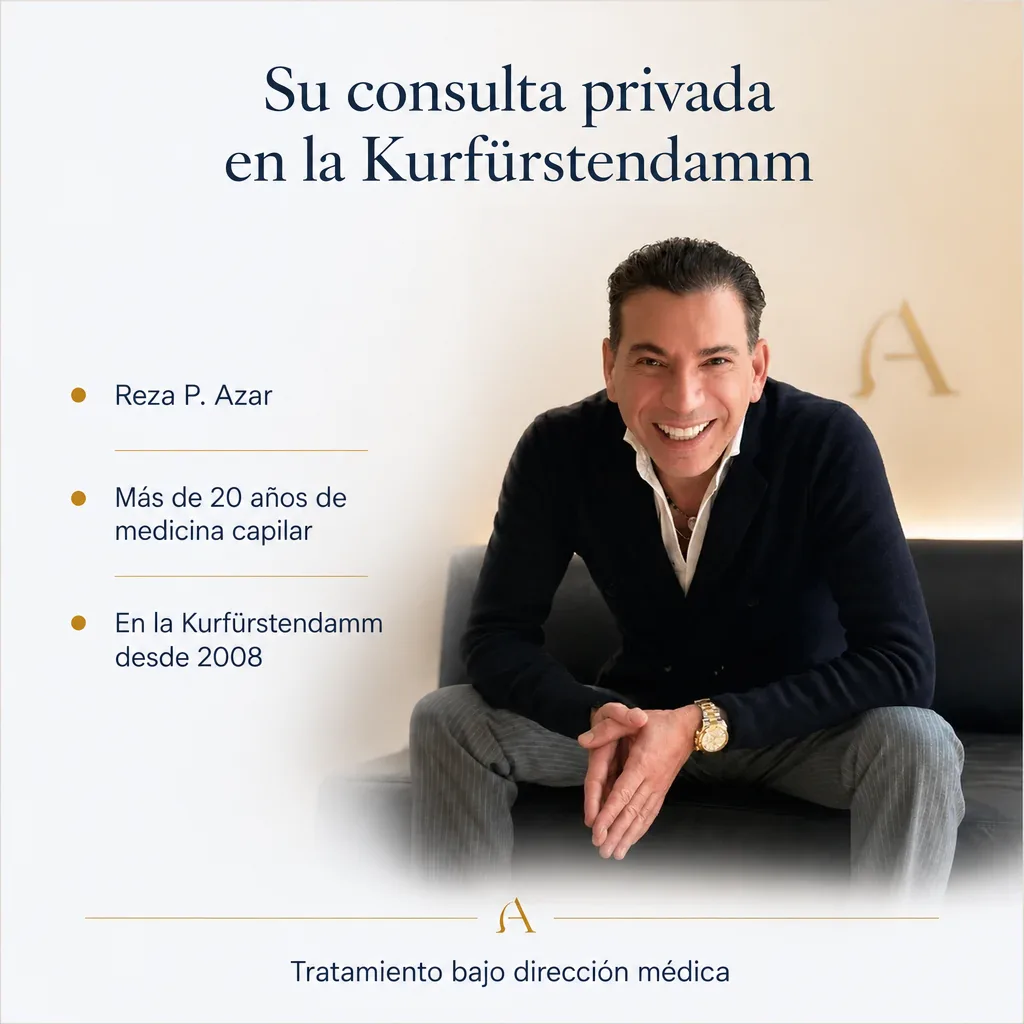 Su consulta privada en la Kurfürstendamm: Reza P. Azar, más de 20 años de medicina capilar, tratamiento bajo dirección médica