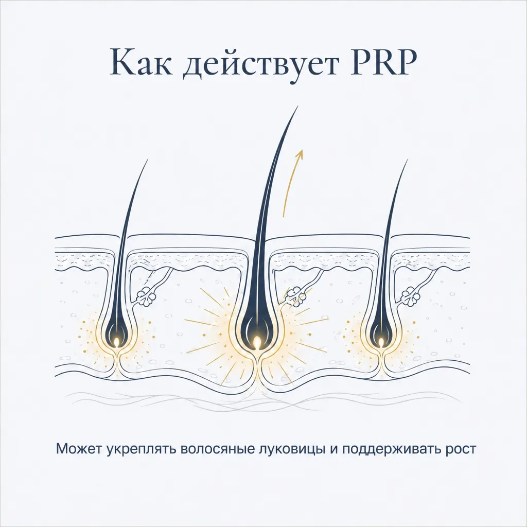 Как действует PRP: может укреплять волосяные луковицы и поддерживать рост