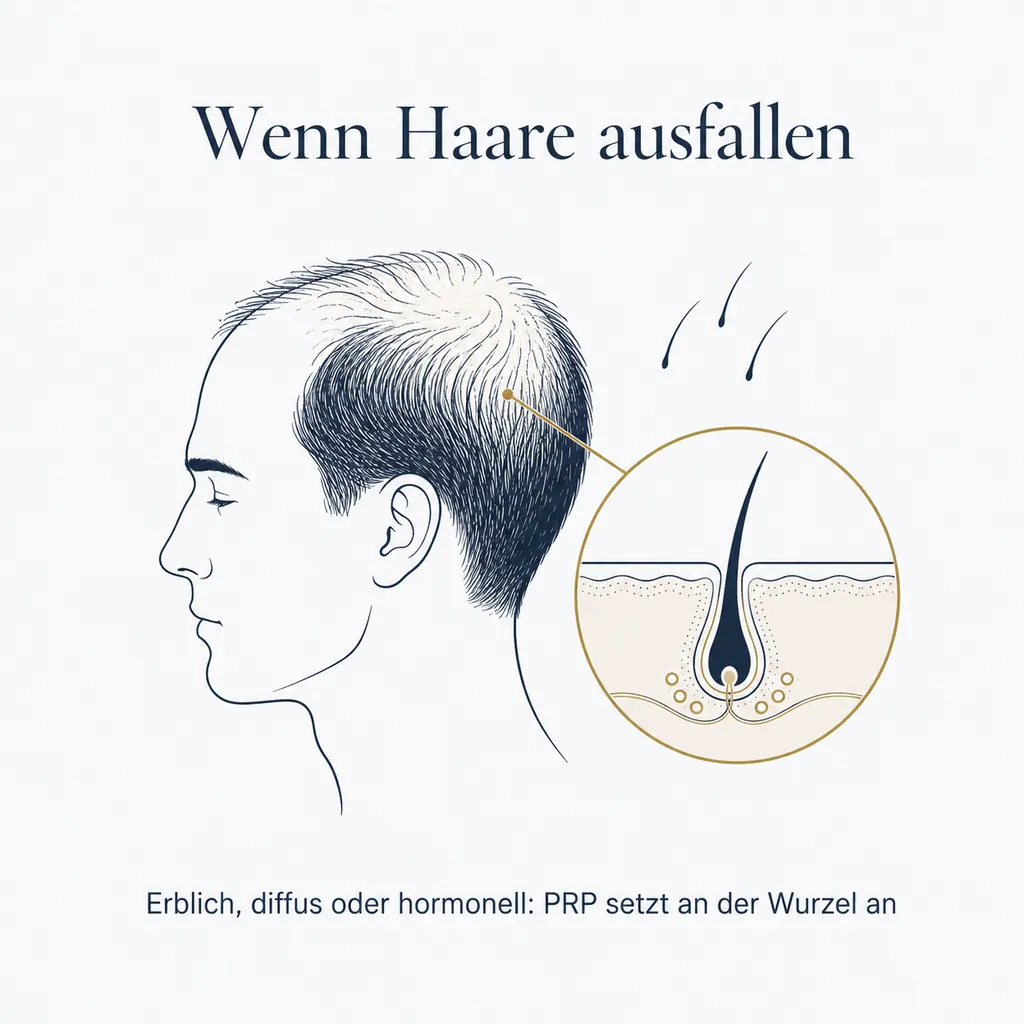 Wenn Haare ausfallen: erblich, diffus oder hormonell, PRP setzt an der Wurzel an