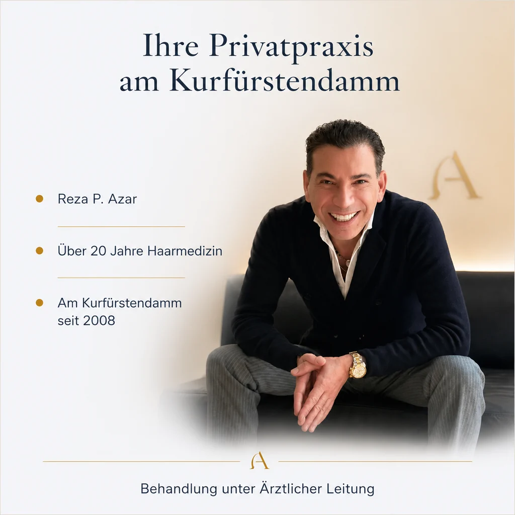 Ihre Privatpraxis am Kurfürstendamm: Reza P. Azar, über 20 Jahre Haarmedizin, Behandlung unter Ärztlicher Leitung